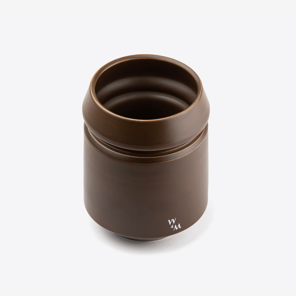 Brown Double-Walled Ceramic Mug by Wolf Miu