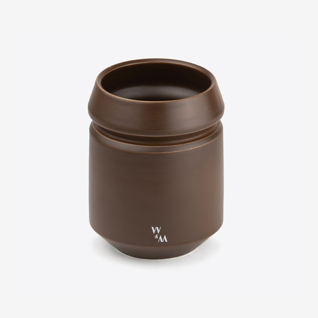 Brown Double-Walled Ceramic Mug by Wolf Miu