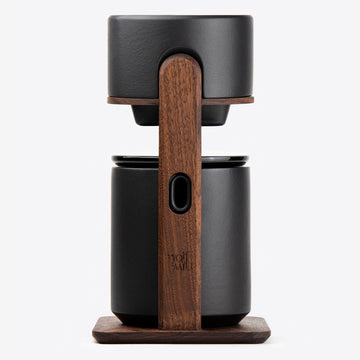 Pour-Over Coffee Maker in Walnut Wood and Black Ceramics by Wolf Miu