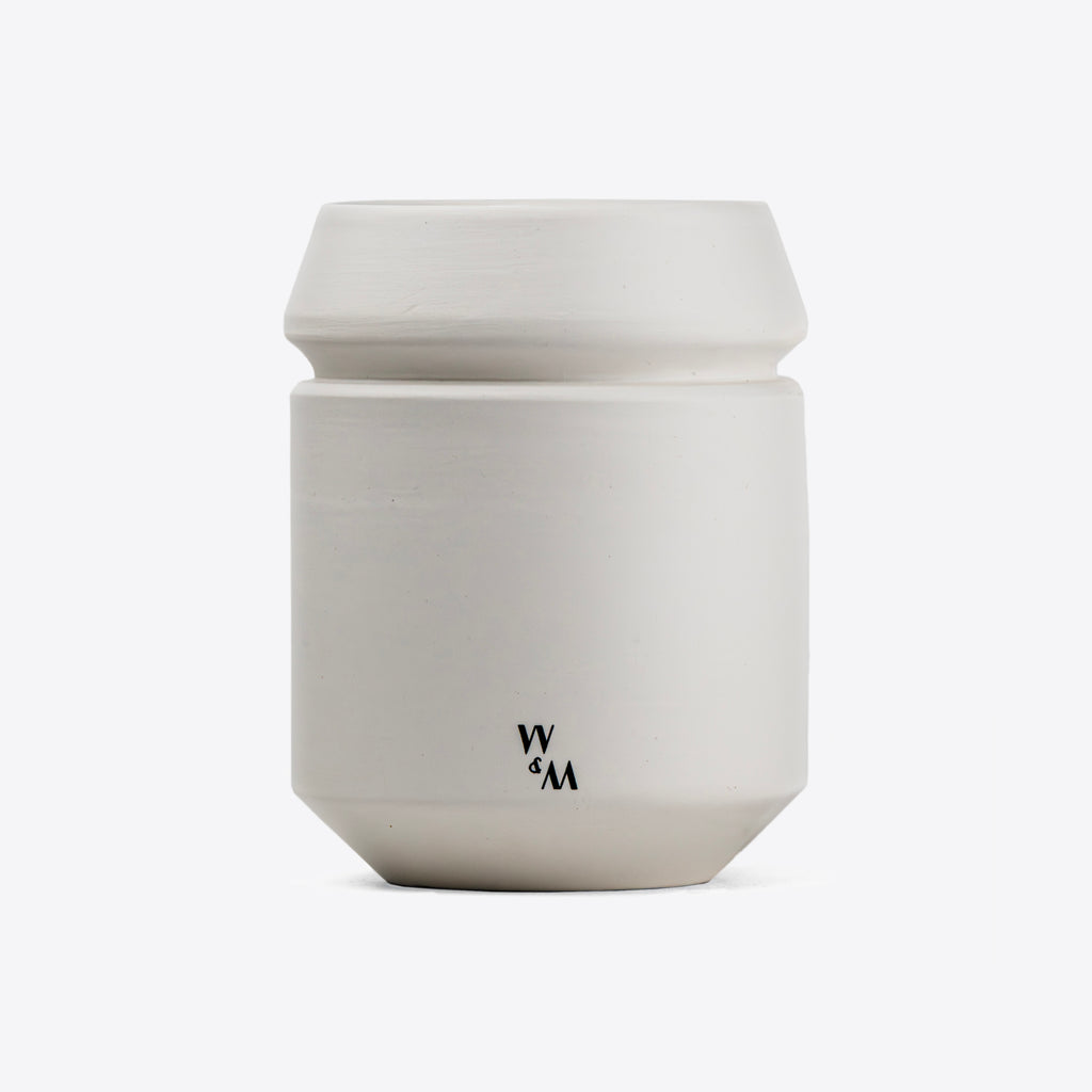 White Double-Walled Ceramic Mug by Wolf Miu