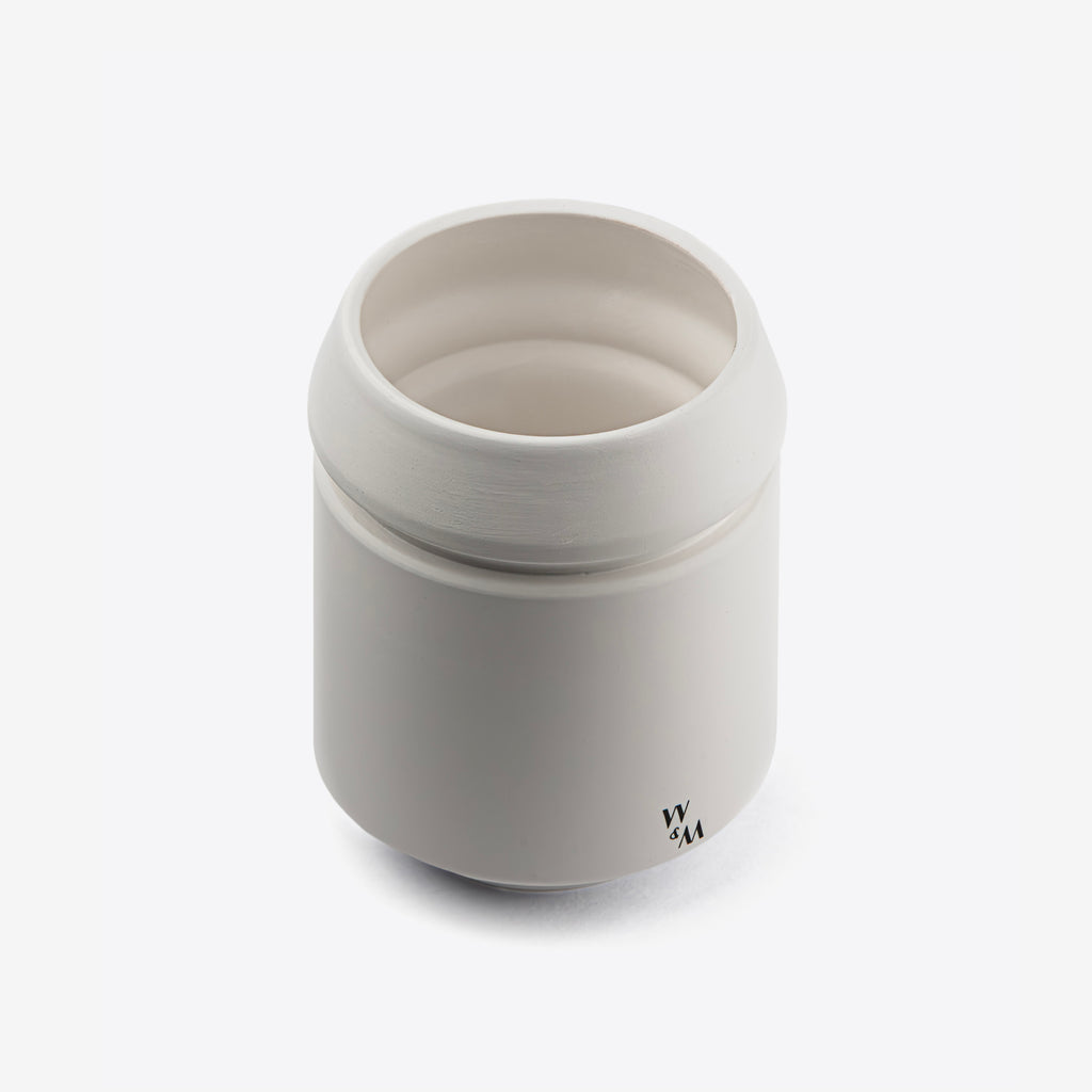 White Double-Walled Ceramic Mug by Wolf Miu